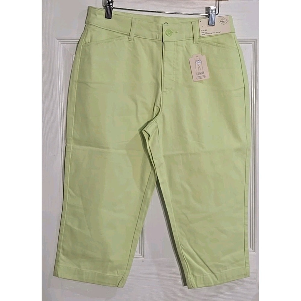 St. John's Bay Capri Pants 8 Lime Green Easy Fit Through Hip & Thigh Mid Rise
